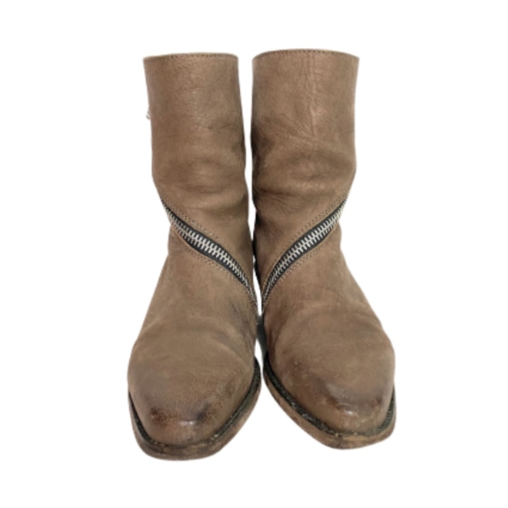John Fluevog Tan Ruth Skin Spiral Zip Ankle Boots | 6 - Picture 13 of 13